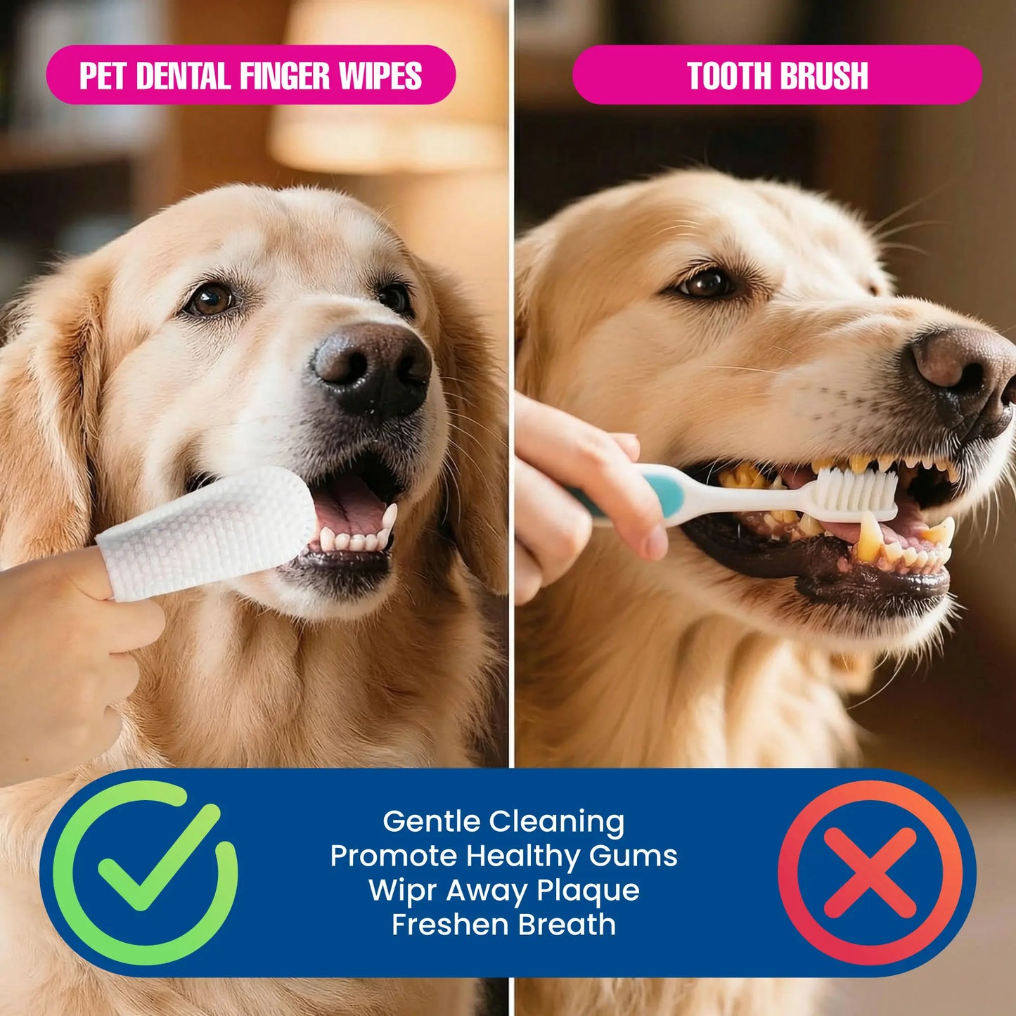 Dr. Paws Pet Care Finger Wipes – All-in-One Dental, Ear & Eye Cleaning for Dogs & Cats | Eliminate Plaque, Bad Breath, Tear Stains & Ear Wax | Hypoallergenic No-Rinse Grooming Solution