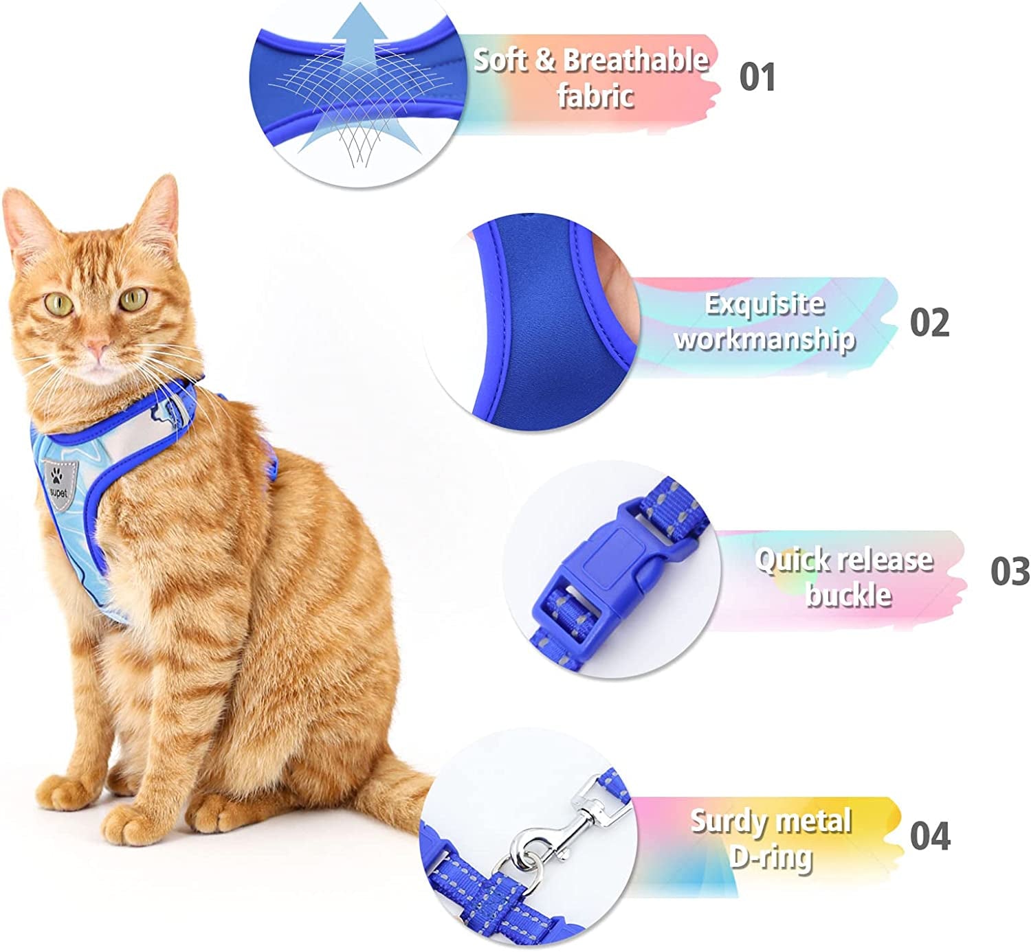 Cat Harness and Leash Escape Proof for Walking, Adjustable Cat Vest Harness and Leash Set for Large and Small Cats & Kittens