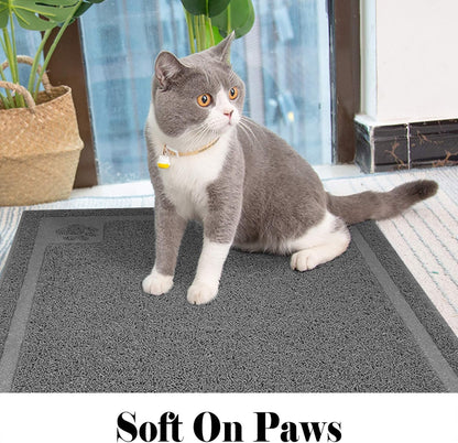 Large Cat Litter Mat Trapper 35"×23", Waterproof, Non-Slip, Gray | Large Litter Box Mat, Foldable Trapping Mat, Anti-Slip Design, for Cat Litter Boxes and Sensitive Paws, Easy to Clean
