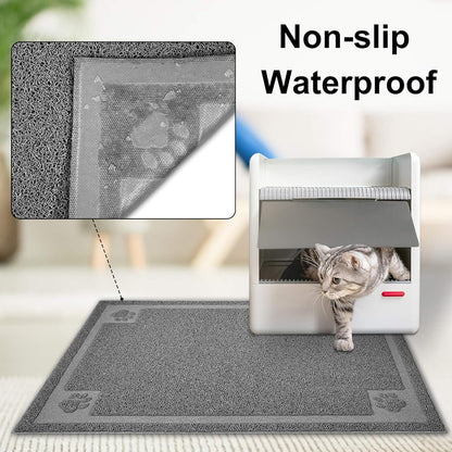 Large Cat Litter Mat Trapper 35"×23", Waterproof, Non-Slip, Gray | Large Litter Box Mat, Foldable Trapping Mat, Anti-Slip Design, for Cat Litter Boxes and Sensitive Paws, Easy to Clean