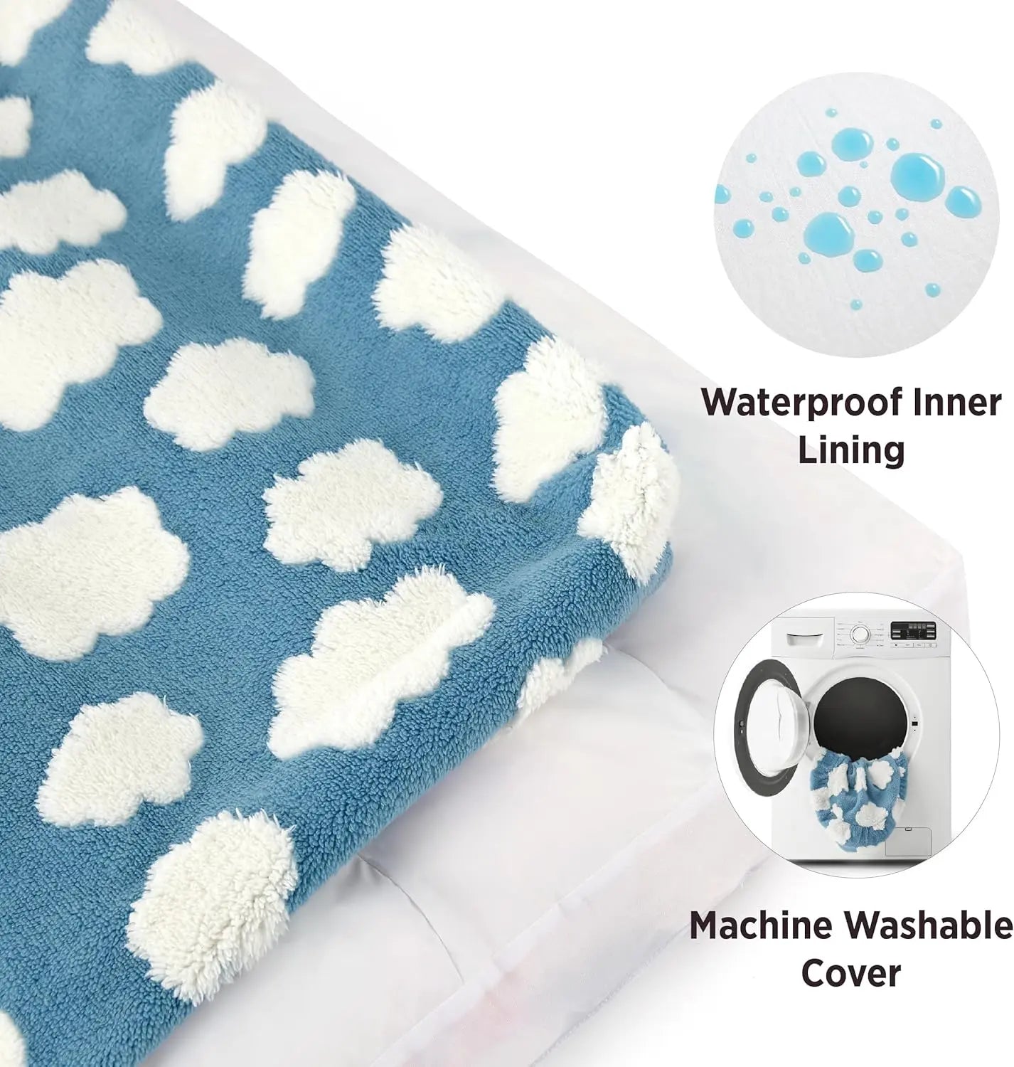 Lesure Thick Soft Washable Pet Mattress for Crate - Cozy Shredded Chopped Foam Pet Bed with Removable Cover,Cute Modern Fuzzy Plush, anti Slip Bottom Bedding Pad, Stylish Design for Indoor & Outdoor Use, Perfect for Winter Comfort