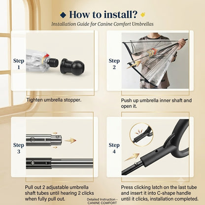 Dog Umbrella with Leash Attachment – Windproof & Waterproof for Small & Medium Dogs